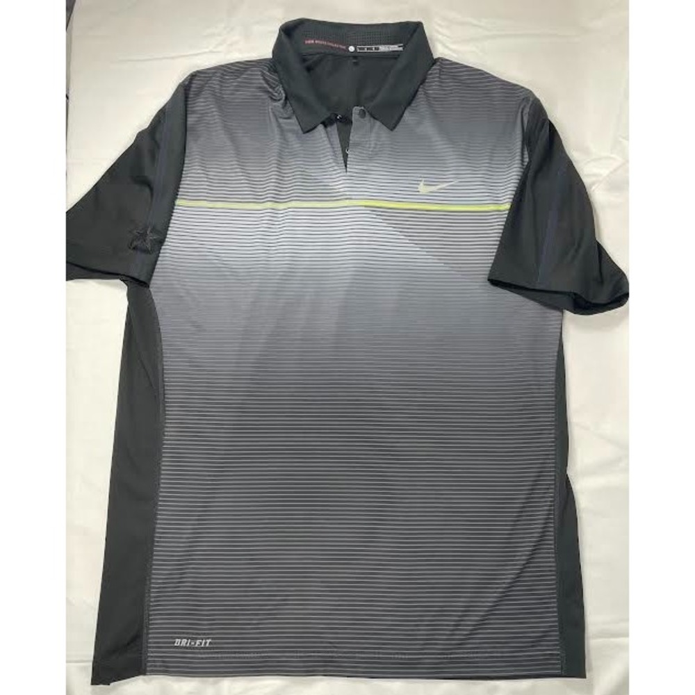 Dallas Cowboys Polo Shirt Men's Striped Nike Tiger Woods Golf Large Black